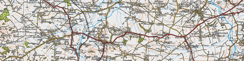 Old map of Dillington in 1919