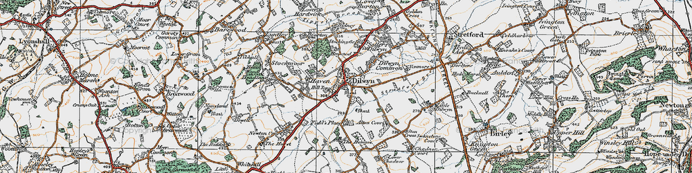 Old map of Dilwyn in 1920