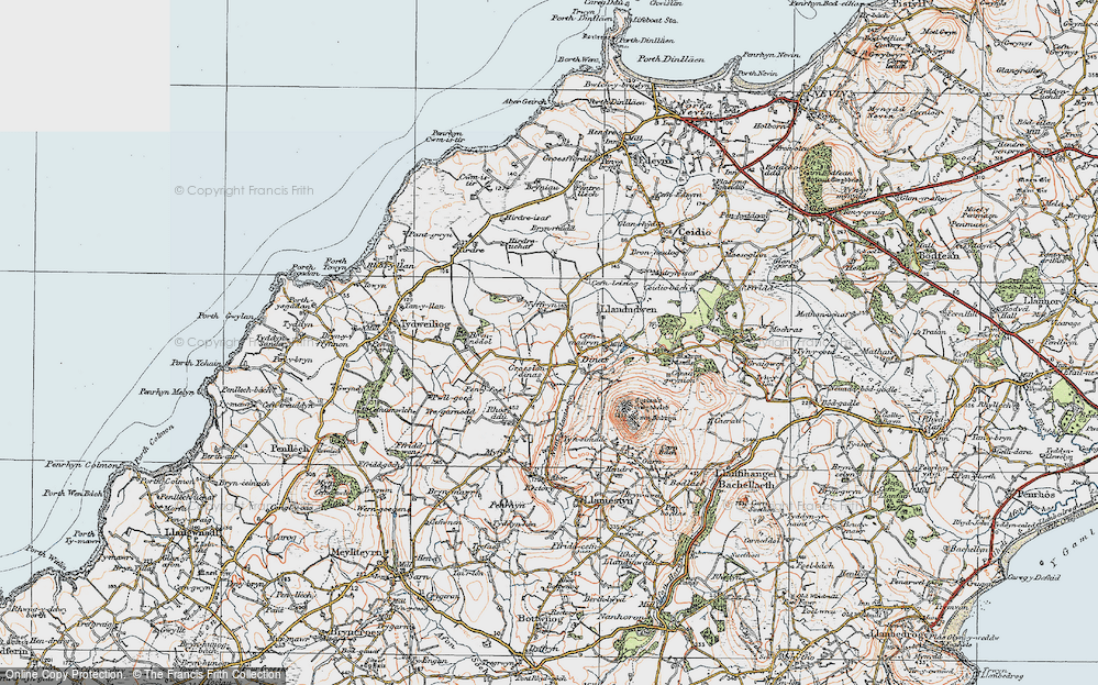 Old Map of Historic Map covering Wyddgrug in 1922