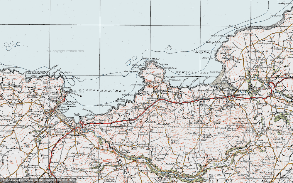 Old Map of Historic Map covering Aber Pensidam in 1923