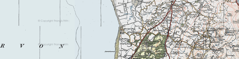 Old map of Dinas Dinlle in 1922