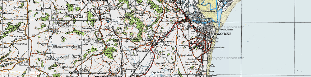 Old map of Dinas Powis in 1919