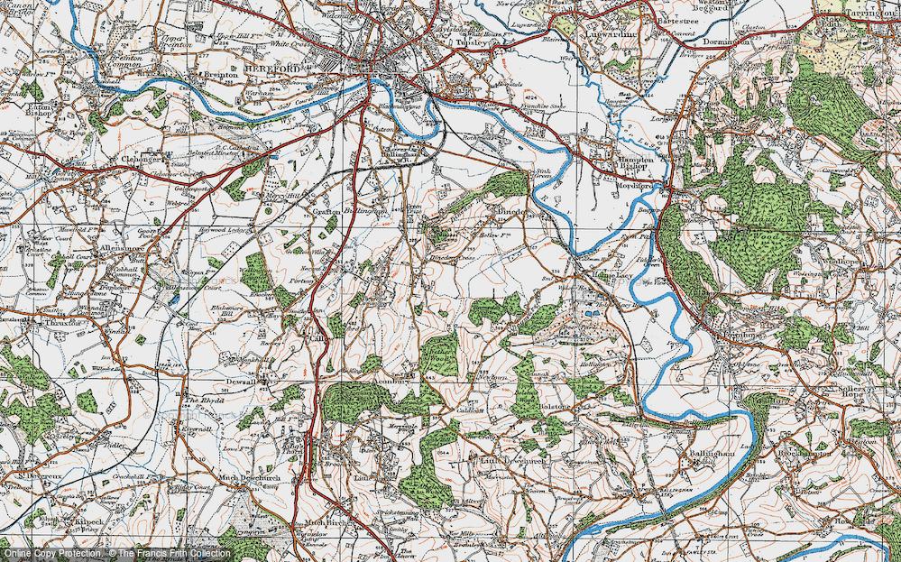Old Map of Dinedor Cross, 1920 in 1920