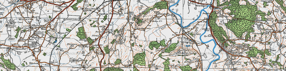 Old map of Dinedor Cross in 1920
