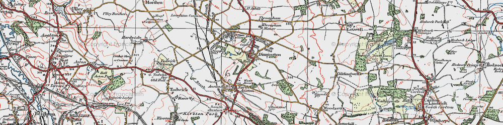 Old map of Dinnington in 1923