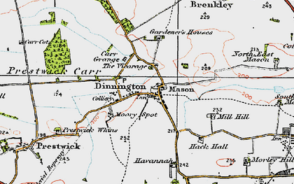 Old map of Dinnington in 1925
