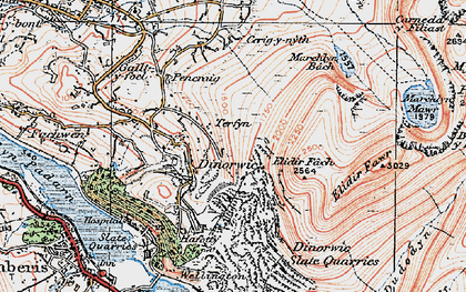 Old map of Afon Dudodyn in 1922