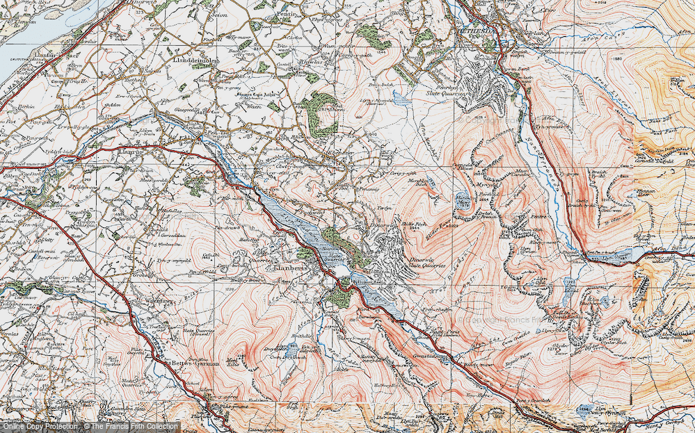 Old Map of Dinorwig, 1922 in 1922