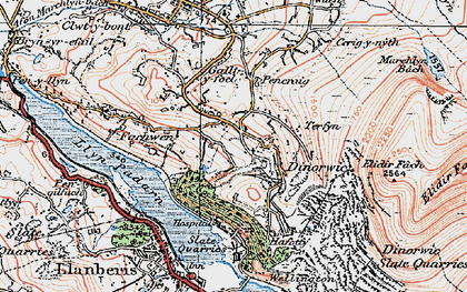 Old map of Dinorwig in 1922