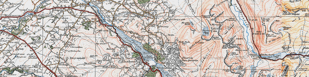 Old map of Dinorwig in 1922