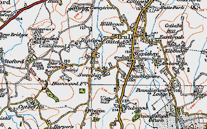 Old map of Dipford in 1919