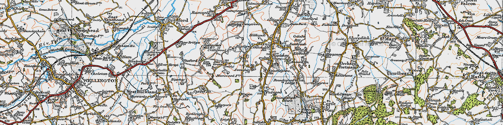 Old map of Dipford in 1919