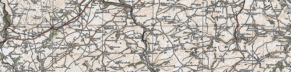 Old map of Bickham Br in 1919