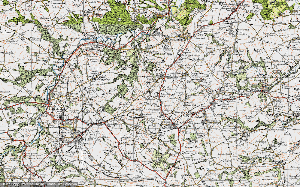 Old Map of Historic Map covering Billingside Wood in 1925