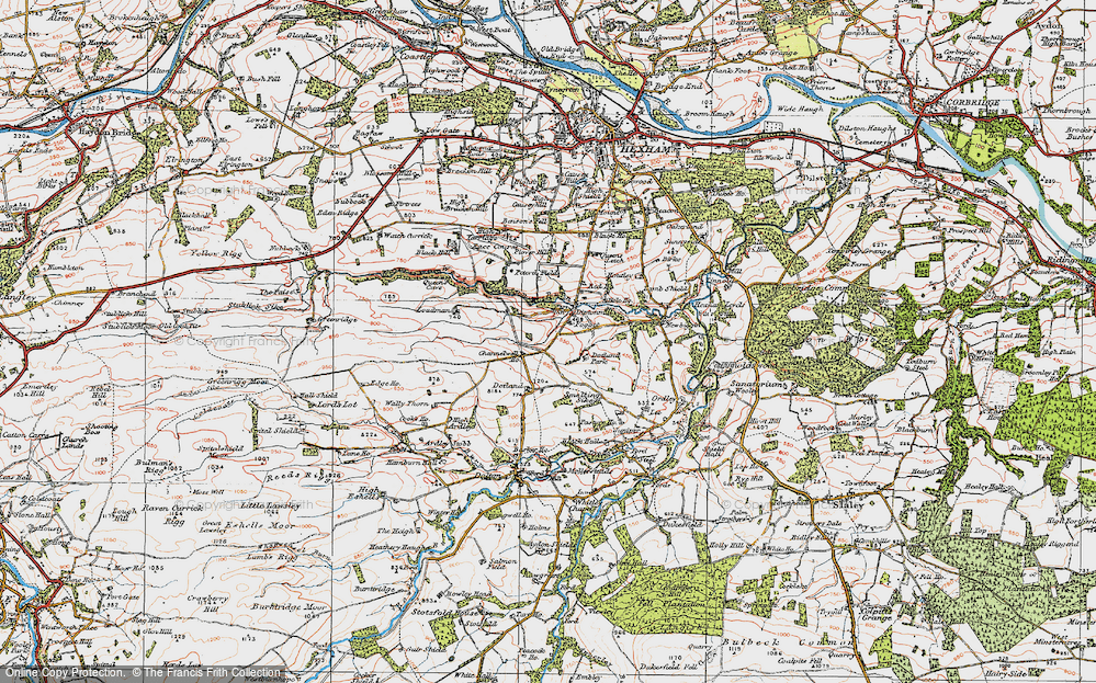 Old Map of Historic Map covering Dotland Park in 1925