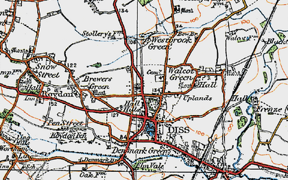 Old map of Diss in 1921