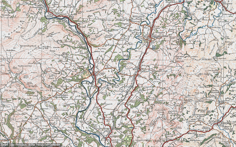 Old Map of Historic Map covering Brynsadwrn in 1923