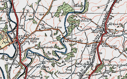 Old map of Brynsadwrn in 1923