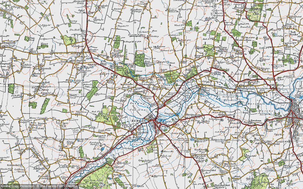 Old Map of Historic Map covering Bath Hills in 1921