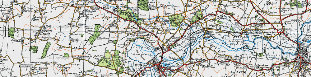 Old map of Ditchingham in 1921