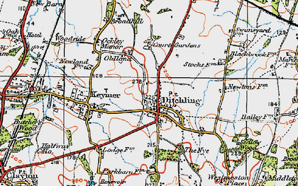Old map of Ditchling in 1920