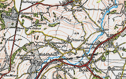 Old map of Ditteridge in 1919