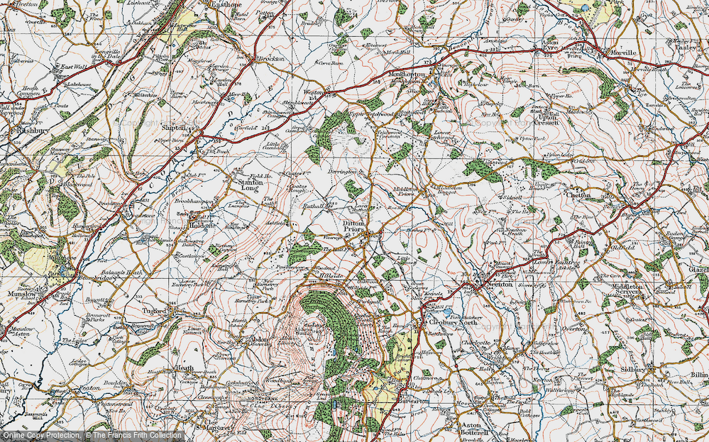 Old Map of Ditton Priors, 1921 in 1921