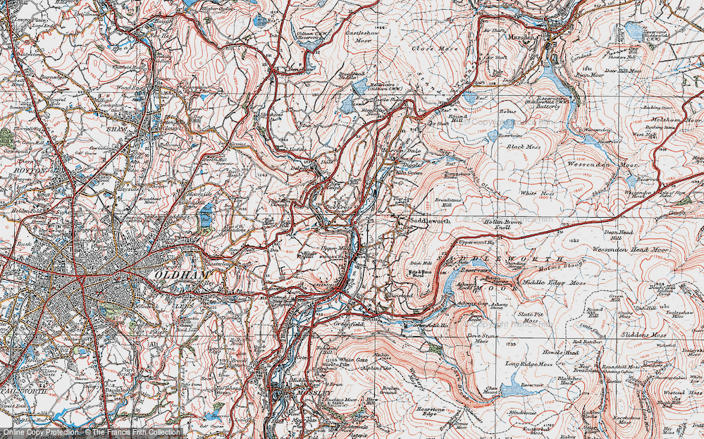 Old Map of Dobcross, 1924 in 1924
