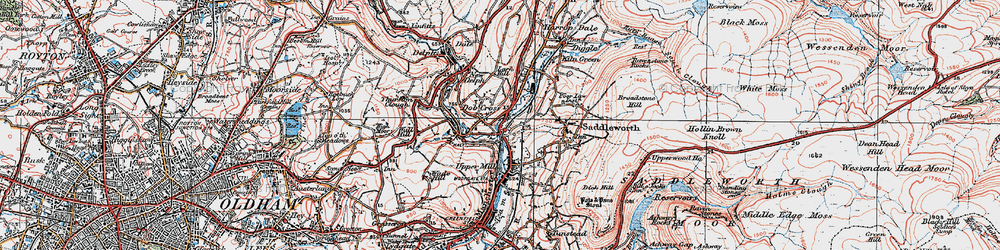 Old map of Dobcross in 1924