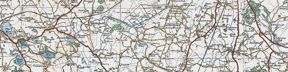 Old map of Whixall Moss in 1921