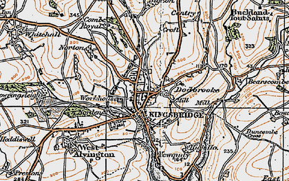 Old map of Dodbrooke in 1919