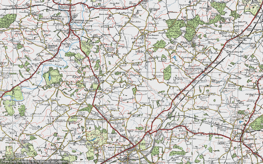 Old Map of Doddinghurst, 1920 in 1920