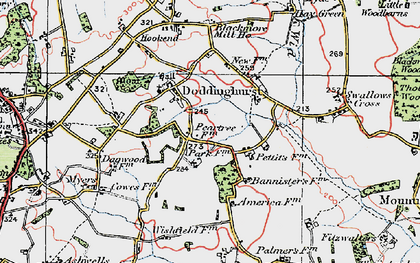 Old map of Doddinghurst in 1920