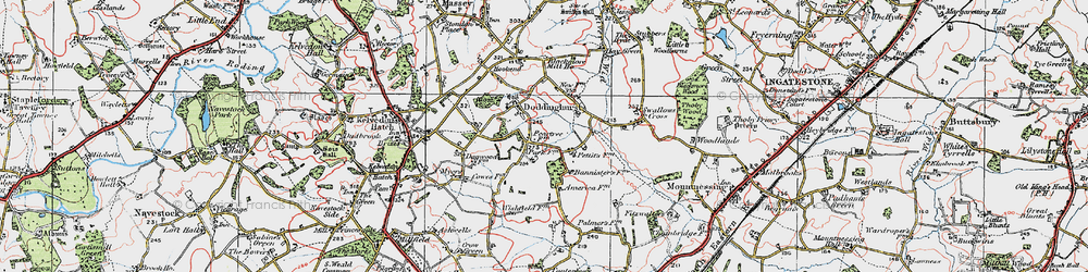 Old map of Doddinghurst in 1920