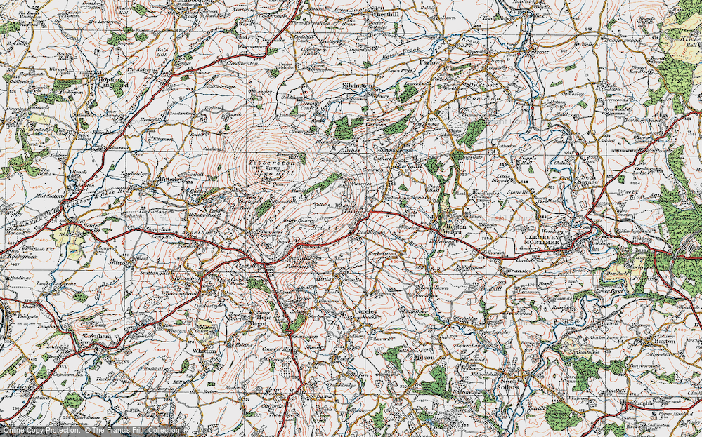 Old Map of Historic Map covering Clee Hill in 1921