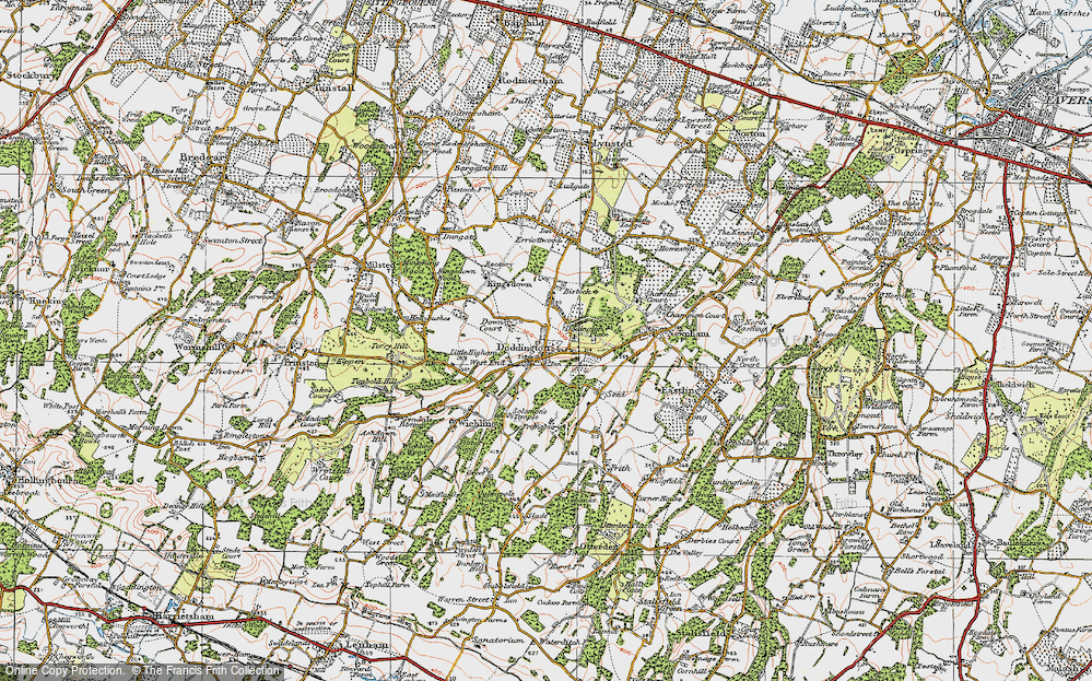 Old Map of Historic Map covering Bistock in 1921
