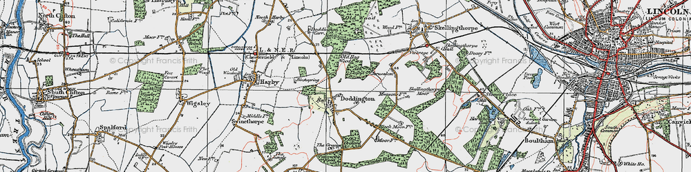 Old map of Doddington in 1923