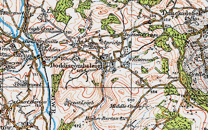 Old map of Doddiscombsleigh in 1919