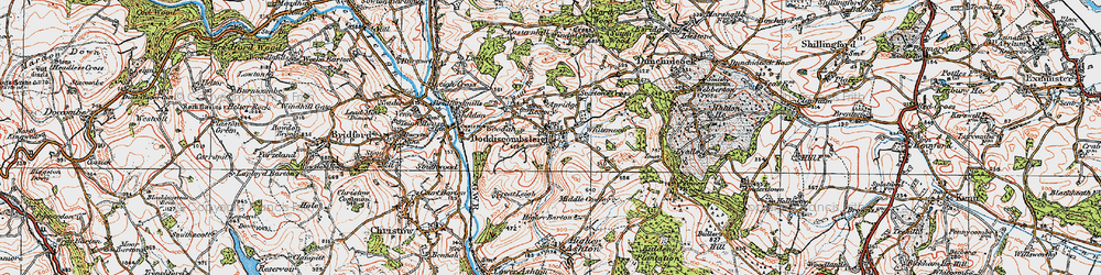 Old map of Doddiscombsleigh in 1919