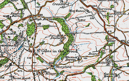 Old map of Dodscott in 1919