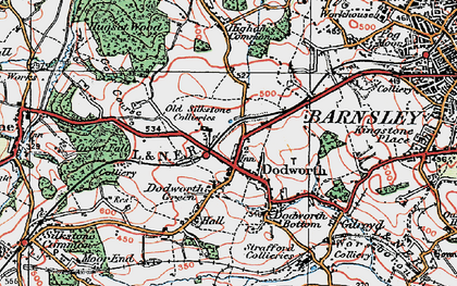 Old map of Dodworth in 1924