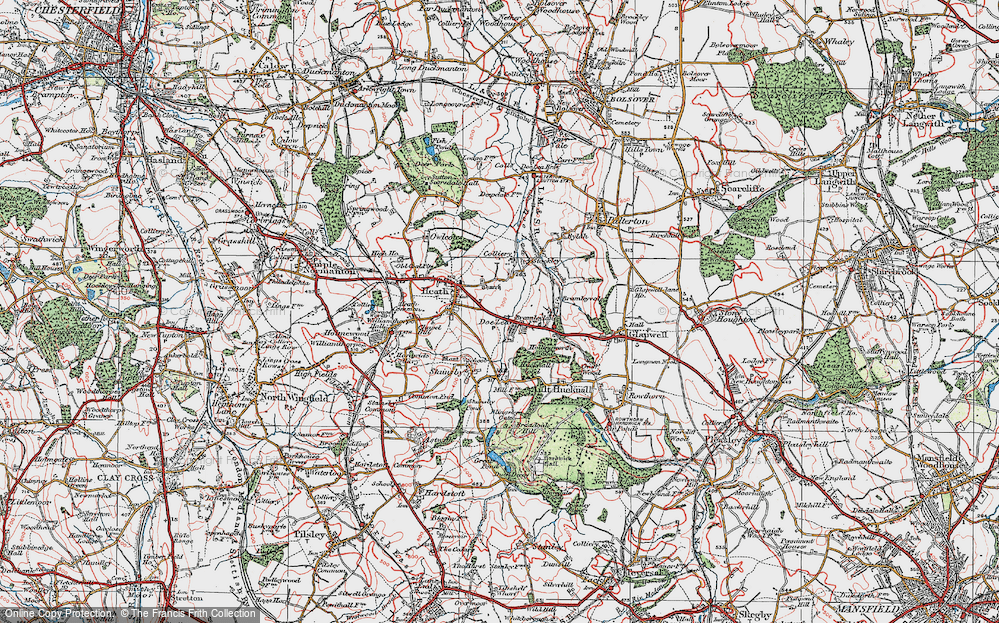 Old Map of Doe Lea, 1923 in 1923
