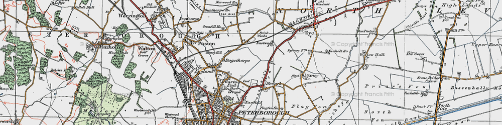 Old map of Dogsthorpe in 1922