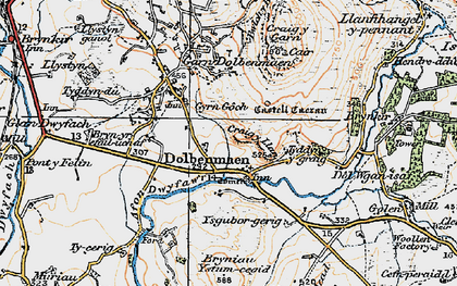 Old map of Bryniau Ystumcegid in 1922