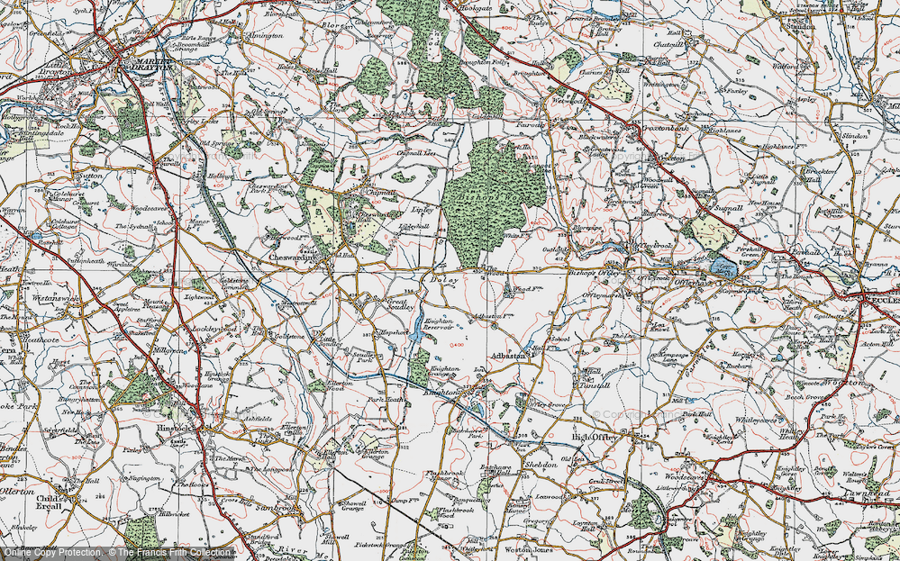 Old Map of Doley, 1921 in 1921