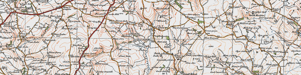 Old map of Blaen-cribor in 1923