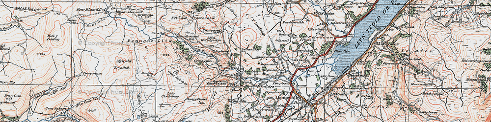 Old map of Afon Lliw in 1921