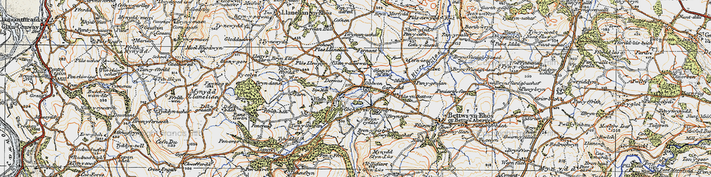 Old map of Bryn Dansi in 1922