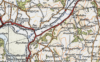 Old map of Dolwyd in 1922