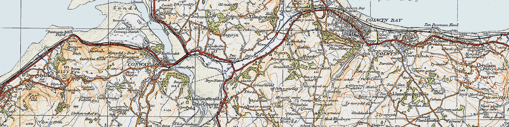 Old map of Dolwyd in 1922